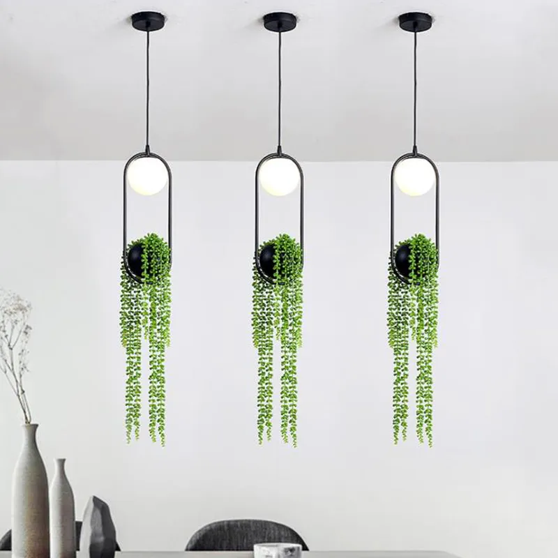 DIY Ring Plant Pendant Lights Black Flower Pot Hanging Lamp Dining Room Bar - $54.06+