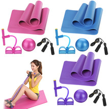 4PCS Yoga Beginner Kit Set Anti-skid Pilates Ball + Jump Rope + Resistance Band  - £38.35 GBP