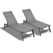 Outdoor 2-Pcs Set Chaise Lounge Chairs,Five-Position Adjustable - $286.78