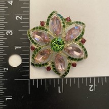VTG Floral Brooch Pin Pink Green - $10.80