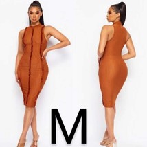 Brown Sheer Knit Mock Midi Dress~Size M - £23.24 GBP