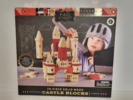 Fao Schwarz Complete Set Of Castle Blocks 75 Pieces Natural Wood Brand New - £30.57 GBP