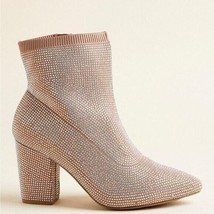 Wild Pair Women&#39;s Baybe Bling Sock Booties Beige Size 6.5M B4HP - £31.42 GBP