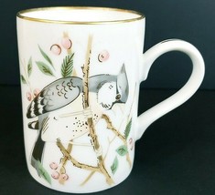 Fitz and Floyd Bird Song Coffee Cups W/Gold Trim Set Of 2  4&quot; x 2 3/4&quot; J... - £13.22 GBP