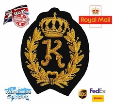 Bullion Embroidered Ralph Alphabet &quot;K&quot; Red Crown Blazer &quot;Handmade&quot;Bullio... - $23.99