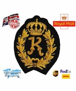 Bullion Embroidered Ralph Alphabet &quot;K&quot; Red Crown Blazer &quot;Handmade&quot;Bullio... - $33.66 CAD