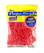 Darice Pony Beads 6mmX9mm 1,000/Pkg  Opaque Red  Plastic  9 mm Size  1,0... - $26.29