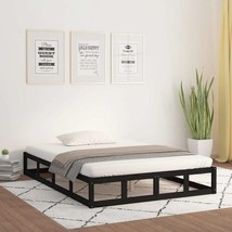 Bed Frame Black 150x200 cm King Size Solid Wood - £91.16 GBP