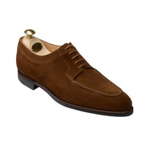 Men&#39;s Brown Color Oxford Derby Toe Handmade Genuine Suede Leather Lace Up Shoes - £119.89 GBP+
