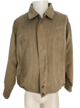 Tehama Clint Jimmy V Monogrammed Men&#39;s Faux Suede Jacket Tan Medium - $42.74