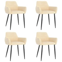  Chair Set of 4 Cream Velvet (100% polyester), metal Standard - $7,136.67 MXN