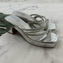 Rogue Womens Vintage Y2k Strappy Chunky Sandals Size 8 Silver Rhinestones Prom - £29.36 GBP