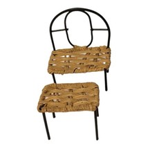 VTG Dollhouse Rattan Metal Chair or Loveseat + Table / Ottoman Outdoor Furniture - £15.97 GBP