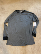 LuLaRoe Mark Henley Shirt Long Sleeve Size Large gray with Black ringer ... - £14.69 GBP