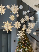 15pcs Winter Christmas Hanging Snowflake Decorations, 3D Holographic - £14.23 GBP