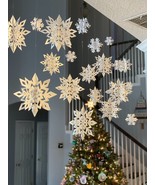 15pcs Winter Christmas Hanging Snowflake Decorations, 3D Holographic - £14.37 GBP