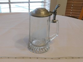 ALWE Beer Stein hinged lid with Anchor Sailboat Columbia 1901 Etched Glass - £16.55 GBP