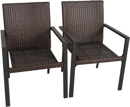 Bali Outdoors Set Of 2 Stackable Outdoor Wicker Chairs For Patio, Garden, And - £135.05 GBP