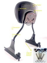 Jmei Detachable Skull Backrest Flat Black Sissy Bar & Docking For Harley Breakou - $164.64
