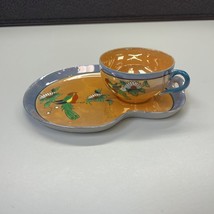 Vintage Japanese Lusterware Tea Cup and Snack Tray Set (4 Sets Available) - £8.95 GBP