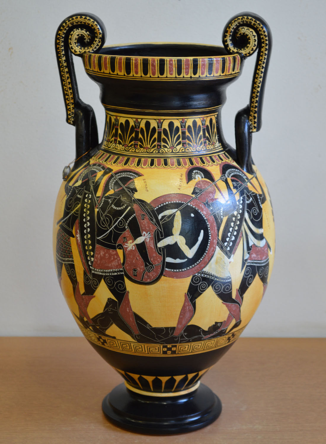 Achilles Hector Menelaos Paris -Trojan War Theme - Amphora Vase - Museum Replica - $499.00