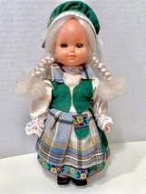 Vintage 70&#39;s German Swedish Folk Art Doll Pigtails Blinking Eyes Detail Costume - $12.95