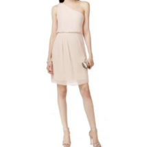 Adrianna Papell Dress 8 Blush Pink One Shoulder Jewel Strap Chiffon Form... - £28.40 GBP