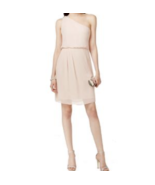 Adrianna Papell Dress 8 Blush Pink One Shoulder Jewel Strap Chiffon Form... - £27.09 GBP