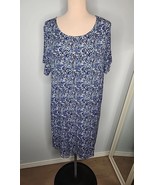 Tahari Woman 1X Dress Hi Lo Pullover Stretch Blue Dots Short Sleeve Roun... - $30.51 CAD