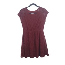 Adam Levine Dress Large Womens Cap Sleeve Mini Burgundy Lace Pullover Ca... - $18.69