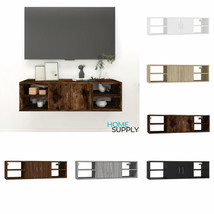 Modern Wooden Wall Mounted Floating TV Stand Cabinet Storage Shelf Unit Wood - £45.52 GBP+