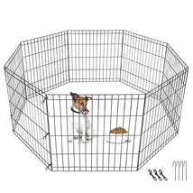 8 Panel Indoor Outdoor 24&quot; Pet Playpen Metal Protable Folding Animal Dog... - £46.90 GBP