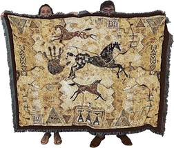 Tlalocs Tribe Blanket by Cecilia Henle - Southwest Cave Rock Art - Gift, 72x54 - £61.07 GBP
