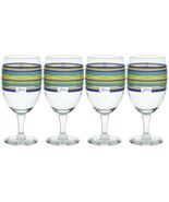 Fiesta Lapis Stripe 15-Ounce All Purpose Goblet Glass (Set of 4) Blue Ye... - $29.69