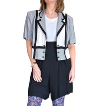 Retro 90s Pleated Romper With Colorblock Cropped Blazer Medium - £55.75 GBP