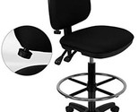 Mid-Back Black Fabric Multi-Functional Ergonomic Drafting Chair By Flash - £143.29 GBP