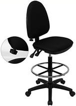 Mid-Back Black Fabric Multi-Functional Ergonomic Drafting Chair By Flash - £139.12 GBP