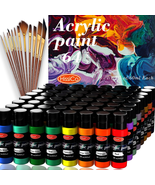Acrylic Paint Set of 64 Colors 2Fl Oz 60Ml Bottles with 12 Brushes,Non T... - £51.11 GBP