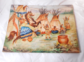 Unboxed 1960s Indian Family TEEPEE Tray 34 Pieces Puzzle 1604 Graphics B... - $10.40
