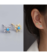 Tiny Opal Star Stud Earrings Gold Silver Small Studs Cartilage Tragus Ea... - £8.60 GBP