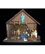 14 Pc Vintage Wood Nativity Creche/Manger Set & 13 Figures Made in Italy - $49.99