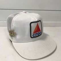 Citgo Hat Cap Gas Auto Mens White Snapback Mesh Canvas Trucker Vintage 8... - $17.82