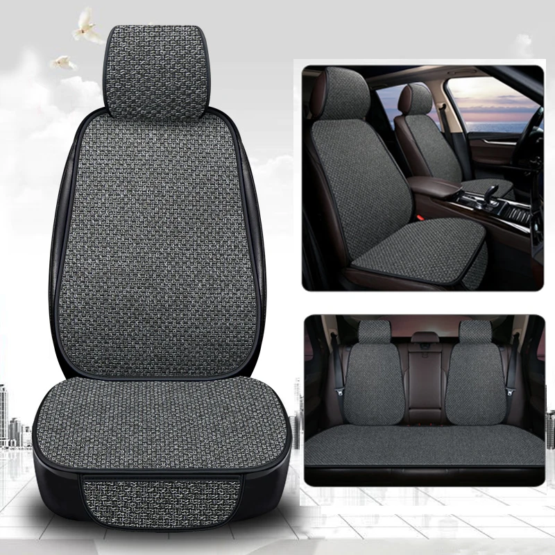 New Flax Car Seat Cover Protector Linen Front Rear Back Cushion Protecti... - £15.61 GBP+