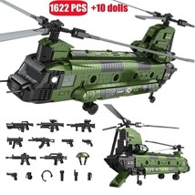 Transport Helicopter Building Blocks Set Military MOC Bricks DIY Model Kids Toys - £77.31 GBP