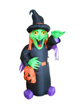 4 Foot Tall Halloween Inflatable Witch with Pumpkin Bag Yard Outdoor Dec... - $728.58 MXN