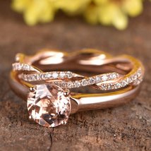 1.20Ct Round Cut Morganite Wedding Engagement Bridal Ring 14k Rose Gold Finish - £72.95 GBP
