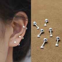 Surgical Steel Small Triangle Screw Back Ear Stud Earrings Women's Jewelry Gift - £7.48 GBP