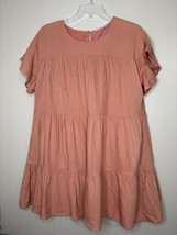 Womens Medium Altar’d State Tiered Ruffle Dress Light Orange Short Sleev... - $336.13 MXN