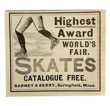 Barney &amp; Berry Ice Skates Worlds Fair 1894 Advertisement Victorian 4 ADB... - £7.46 GBP