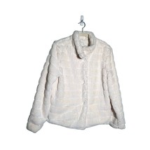 EN CREME Womens Size Large Ivory Cream Faux Fur Snap Closure Coat - £104.30 GBP